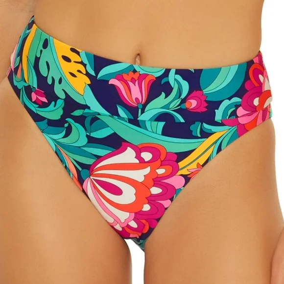 NWT 2 PCS TRINA TURK HI WAIST REVERSIBLE INDIA GARDEN BIKINI SIZE 6 - Picture 4 of 11